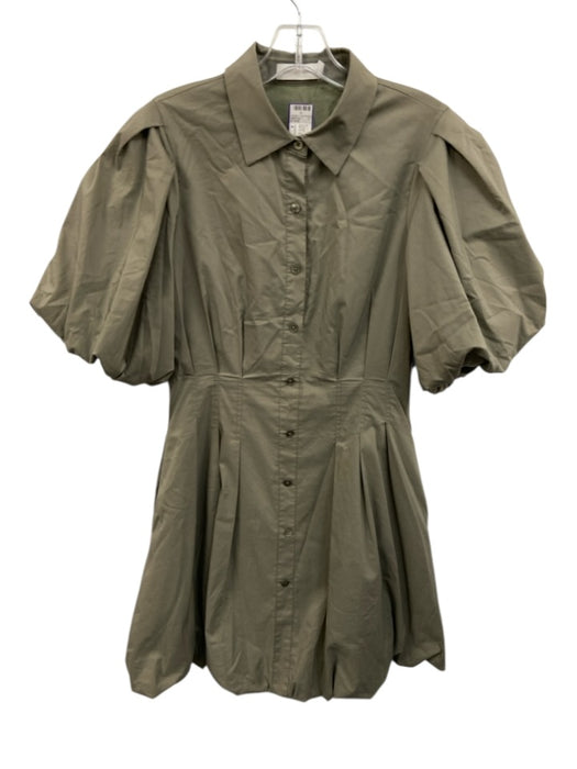 Jonathan Simkhai Size 4 Sage green Cotton Blend Button Down Bubble Hem Dress Sage green / 4