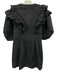 Rhode Size Small Black Cotton Blend Back Zip Ruffles Puff Sleeve Dress Black / Small