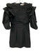 Rhode Size Small Black Cotton Blend Back Zip Ruffles Puff Sleeve Dress Black / Small