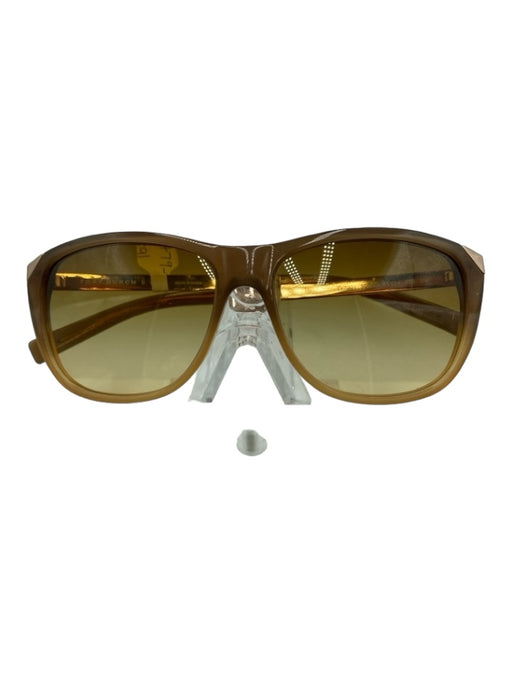 Tory Burch Brown & Gold Plastic Metal Gradient Rectangular Sunglasses Brown & Gold