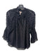 Rebecca Taylor Size XS Black Silk Blend Velvet Accent Polka Dot Sheer Sleeve Top Black / XS