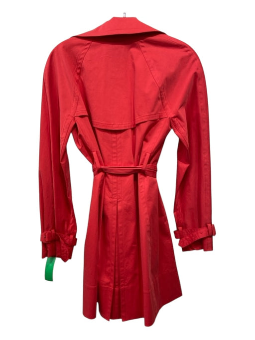 DKNY Size S Red Cotton Blend Wrap Trench Knee Length Coat Red / S