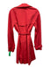 DKNY Size S Red Cotton Blend Wrap Trench Knee Length Coat Red / S