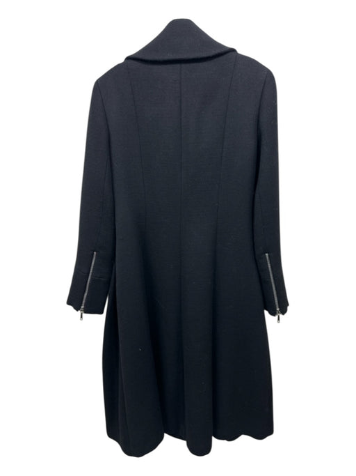 Lafayette 148 Size 0 Black Wool Zip Front Zip Detail Lapel Pockets Coat Black / 0