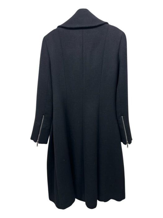 Lafayette 148 Size 0 Black Wool Zip Front Zip Detail Lapel Pockets Coat Black / 0