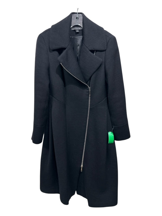 Lafayette 148 Size 0 Black Wool Zip Front Zip Detail Lapel Pockets Coat Black / 0