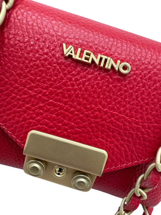 Mario Vaentino Spa Red Leather Pebbled Gold Hardware Chain Crossbody Bag Red / XS