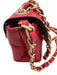 Mario Vaentino Spa Red Leather Pebbled Gold Hardware Chain Crossbody Bag Red / XS