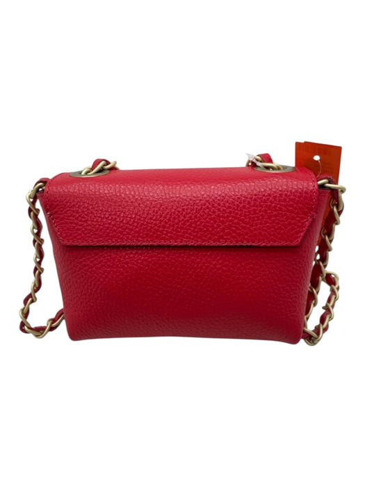 Mario Vaentino Spa Red Leather Pebbled Gold Hardware Chain Crossbody Bag Red / XS