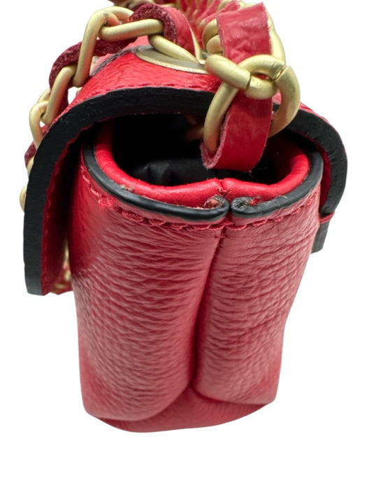 Mario Vaentino Spa Red Leather Pebbled Gold Hardware Chain Crossbody Bag Red / XS