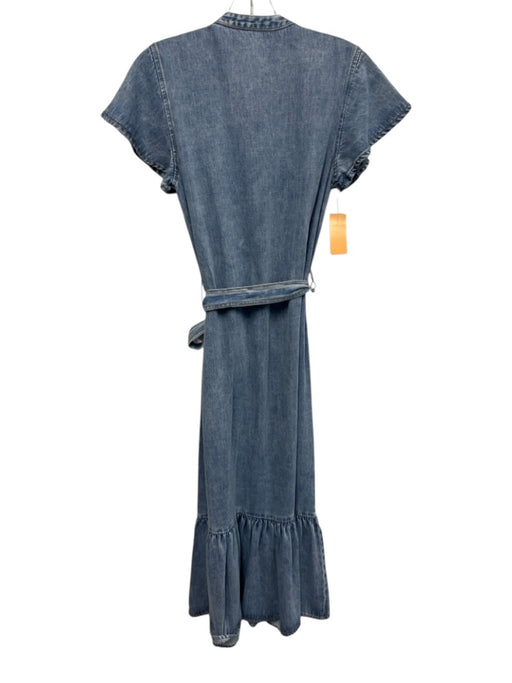 Rails Size XS Light Wash Lyocell & Rayon Denim Short Sleeve Button Up Mid Dress Light Wash / XS