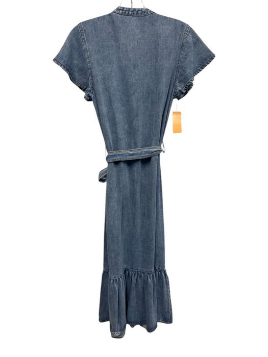 Rails Size XS Light Wash Lyocell & Rayon Denim Short Sleeve Button Up Mid Dress Light Wash / XS