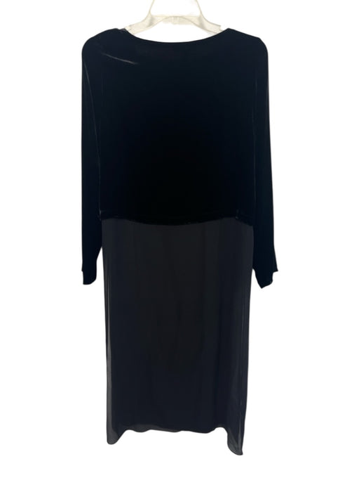 Eileen Fisher Size XXS Black Rayon Blend Long Sleeve Texture Block Sheer Dress Black / XXS