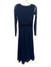 Fuzzi Size S Navy Blue Poliamide V Neck Long Sleeve Mesh Overlay Midi Dress Navy Blue / S