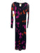 Fuzzi Size XS Black, Purple, Orange Poliamide V Neck Long Sleeve Midi Dress Black, Purple, Orange / XS