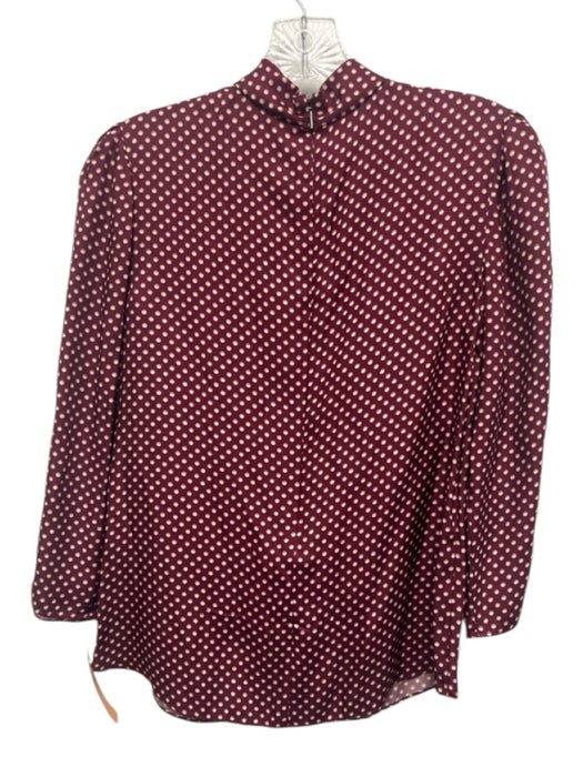 Tailored by Rebecca Taylor Size 0 Burgundy Red & White Silk Blend Polka Dots Top Burgundy Red & White / 0