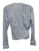 Veronica Beard Size 0 Blue, White &  Brown Cotton Blend Striped Wrap Effect Top Blue, White &  Brown / 0