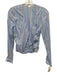 Veronica Beard Size 0 Blue, White &  Brown Cotton Blend Striped Wrap Effect Top Blue, White &  Brown / 0