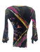 Fuzzi Size S Black & Multi Polyamide Mesh Floral Wrap Effect Flutter Wrist Top Black & Multi / S