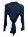 Tory Burch Size XS Navy Cotton Tie Detail Long Sleeve Buttons Sheer Top Navy / XS