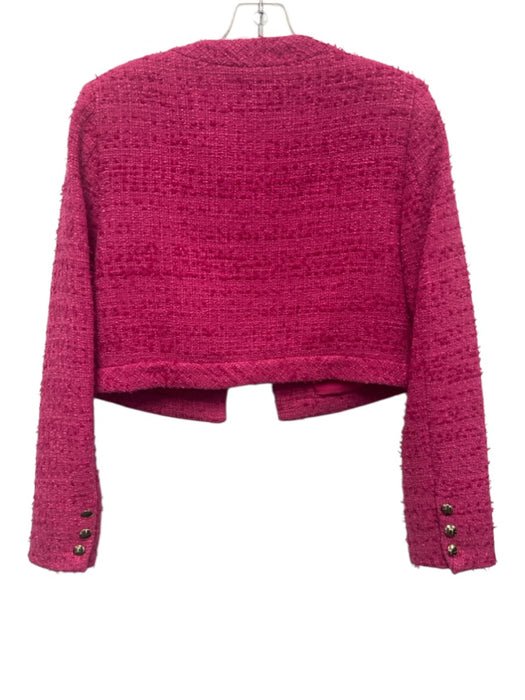 Shoshanna Size 0 Hot pink Polyester Tweed Hook & Eye Front Cropped Jacket Hot pink / 0