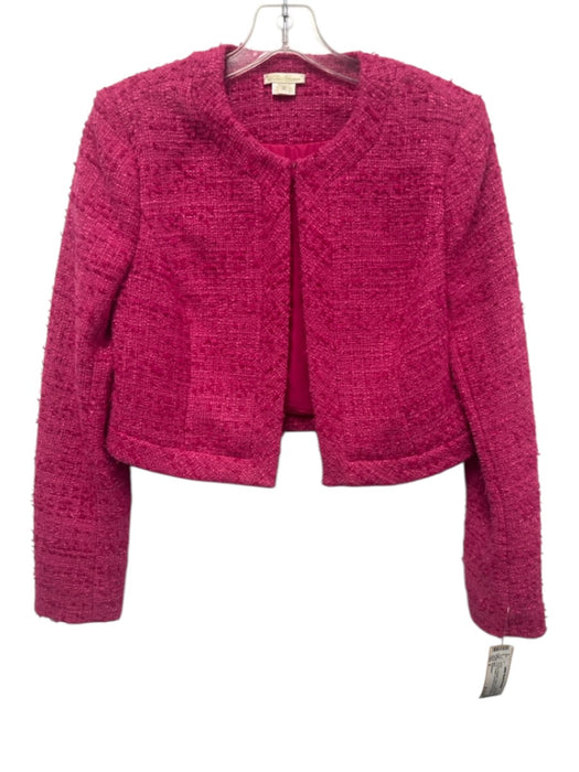 Shoshanna Size 0 Hot pink Polyester Tweed Hook & Eye Front Cropped Jacket Hot pink / 0