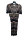 Missoni Size 46 Black & Multi Short Sleeve Striped Buttons Sheer Dress Black & Multi / 46