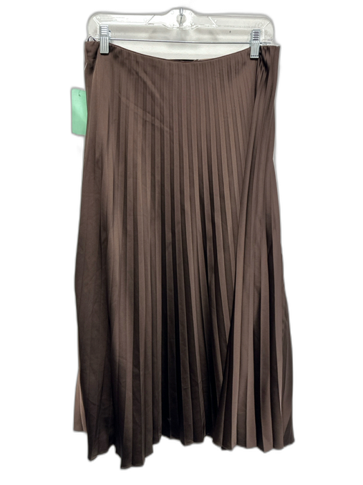 J. Crew Size S Brown Polyester Elastic Waistband Accordion Pleat A Line Skirt Brown / S