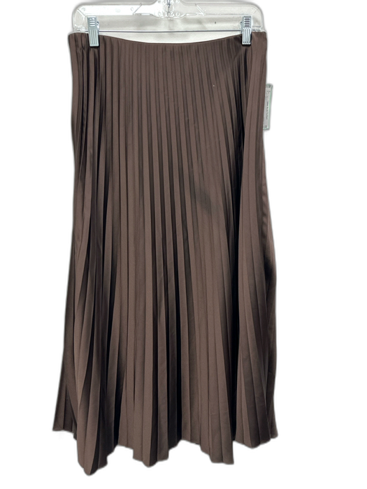 J. Crew Size S Brown Polyester Elastic Waistband Accordion Pleat A Line Skirt Brown / S