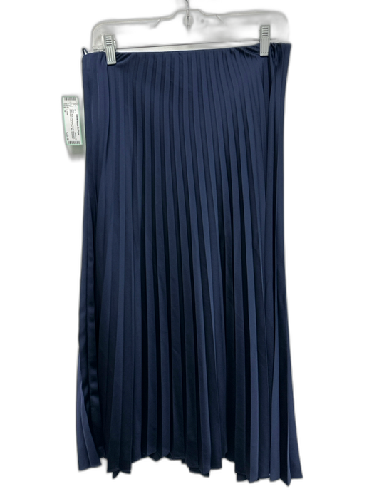 J. Crew Size S Navy Blue Polyester Elastic Waistband Accordion Pleat Midi Skirt Navy Blue / S