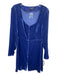 Intermix Size 4 Navy Rayon & Silk Button Front U Neck Long Sleeve Velvet Dress Navy / 4