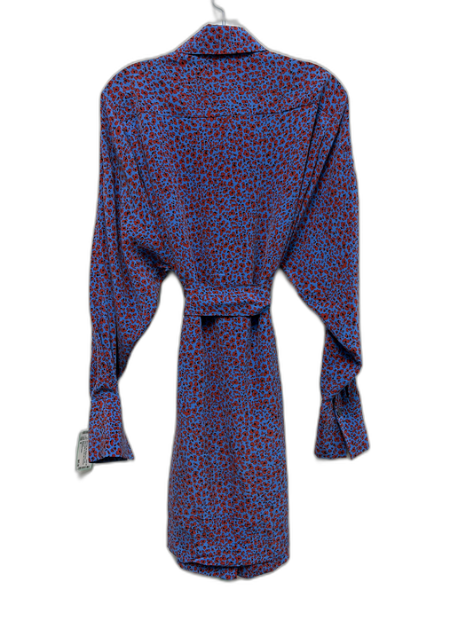 Equipment Femme Size M Blue & Red Silk Abstract Floral Long Sleeve Shirt Dress Blue & Red / M