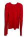Helmut Lang Size M Red Cotton Ribbed Long Sleeve Asymmetric Seams Front Slit Top Red / M