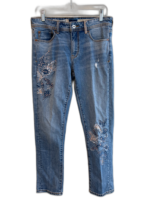 Pilcro Size 27 Blue 99% Cotton/1% Elastane Mid Rise Zip Fly 5 Pocket Jeans Blue / 27