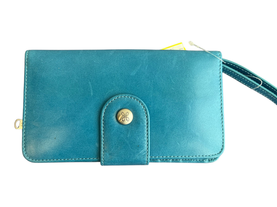 Hobo Blue Leather Wristlet Flap Zip Pocket Bag Blue / Small