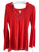 Free People Size M Red Cotton Blend Long Sleeve Hooded Lace Detail Top Red / M