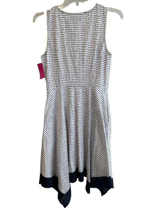 Donna Karan Size 8 Navy & white Cotton Sleeveless Polka Dot Zip Up Dress Navy & white / 8