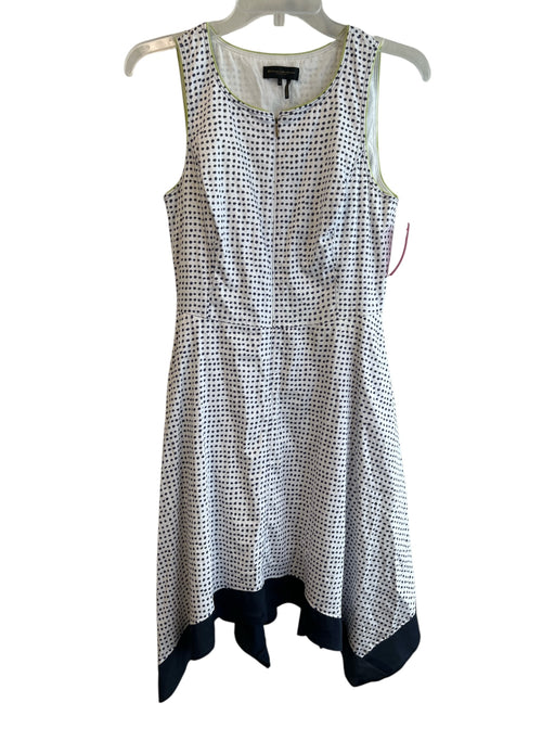 Donna Karan Size 8 Navy & white Cotton Sleeveless Polka Dot Zip Up Dress Navy & white / 8