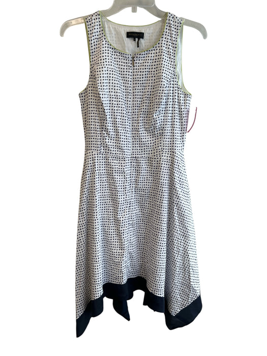 Donna Karan Size 8 Navy & white Cotton Sleeveless Polka Dot Zip Up Dress Navy & white / 8