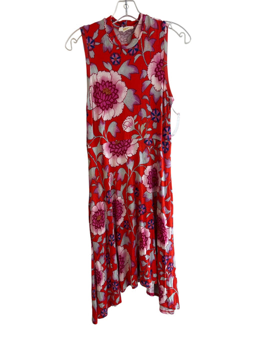 Maeve by ANTHROPOLGIE Size S Red & Multi Rayon Sleeveless Floral high neck Dress Red & Multi / S