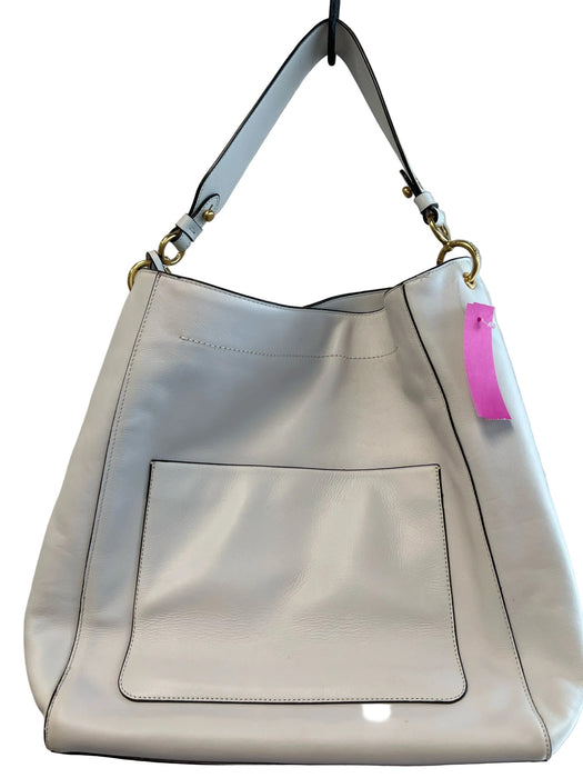 Cole Haan White Leather 1 Strap Exterior Pocket Magnetic Close Bucket Bag