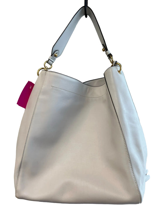 Cole Haan White Leather 1 Strap Exterior Pocket Magnetic Close Bucket Bag
