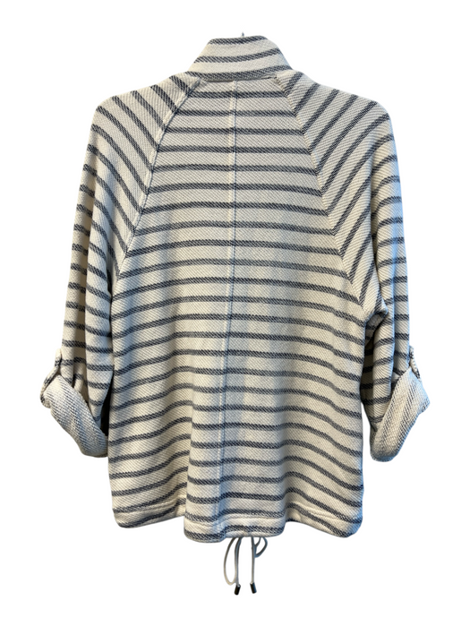 Dolan Size S Creme & Blue Cotton Collared Double Breast Striped Jacket Creme & Blue / S