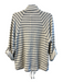 Dolan Size S Creme & Blue Cotton Collared Double Breast Striped Jacket Creme & Blue / S