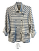 Dolan Size S Creme & Blue Cotton Collared Double Breast Striped Jacket Creme & Blue / S
