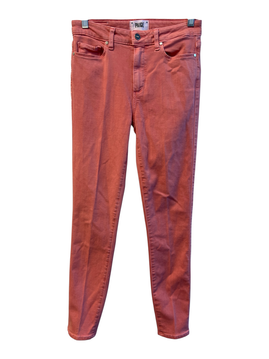 Paige Size 27 Pink Rayon & Cotton High Rise 5 Pocket Skinny Ankle Jeans Pink / 27