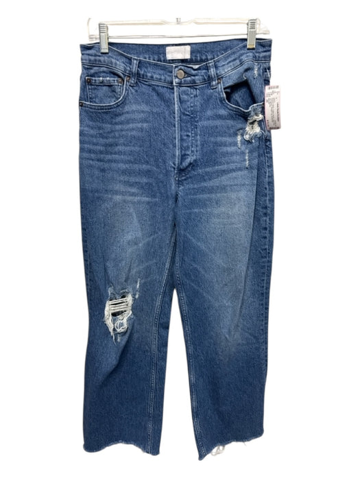 Boyish Size 29 Medium Wash Cotton Denim High Rise Distressed Straight Leg Jeans Medium Wash / 29