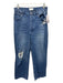 Boyish Size 29 Medium Wash Cotton Denim High Rise Distressed Straight Leg Jeans Medium Wash / 29