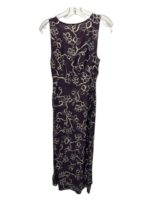 Madewell Size 6 Beige & Purple Lenzing Blend Sleeveless Floral V Neck Dress Beige & Purple / 6