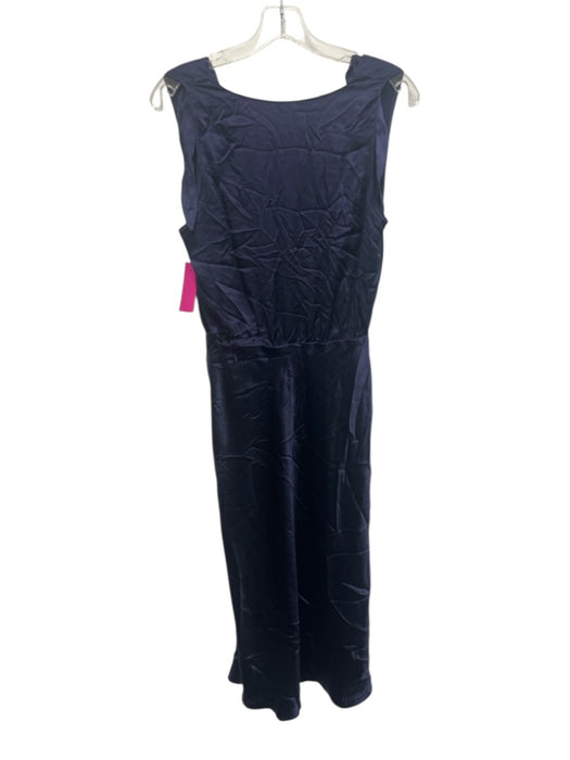 Amanda Uprichard Size M Navy Blue Silk Sleeveless tie strap Side Slit Dress Navy Blue / M